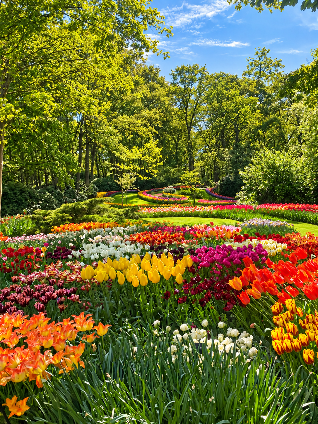 Colourful tulip fields in the Bollenstreek